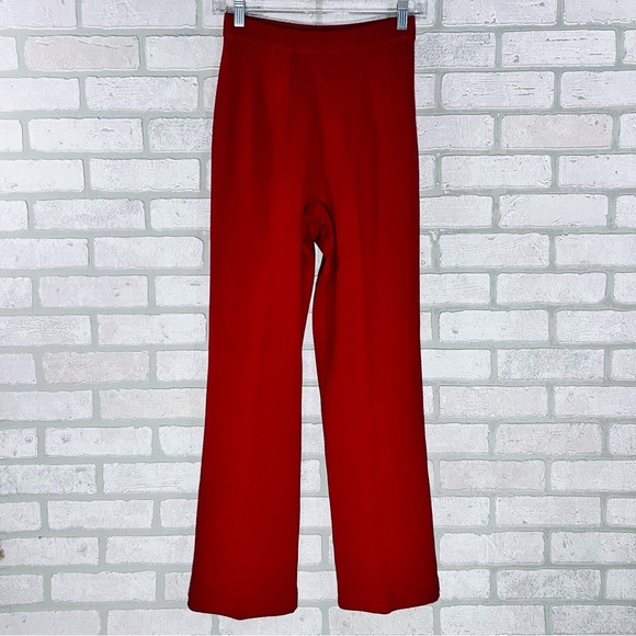 St. John Collection Santana Knit High Waist Straight Leg Pants in Red Size 2 - Picture 2 of 7